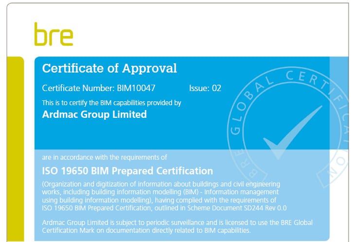 Ardmac receives ISO19650 BIM Prepared Certification